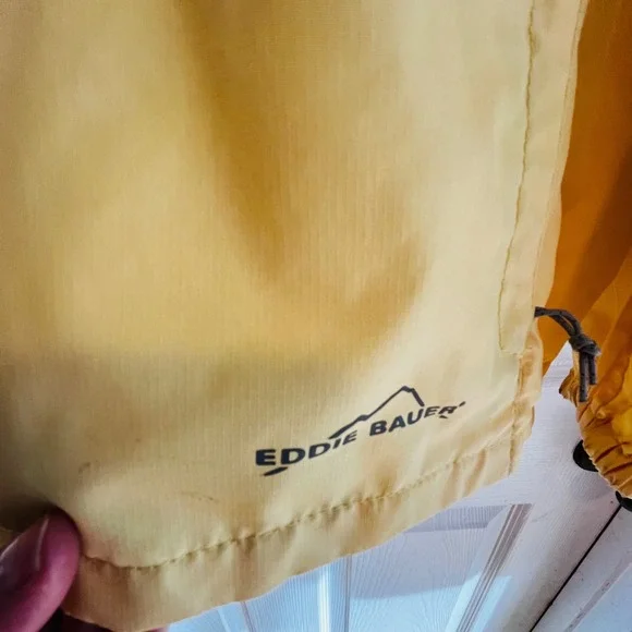 Eddie Bauer Yellow Sport Hooded Lightweight Zip Up Rain Jacket XL GorpCore - Picture 5 of 10